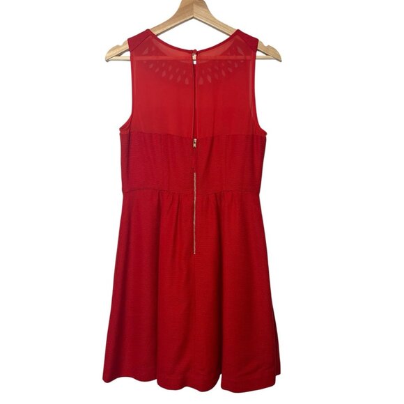 Anthropologie Maeve Lattice Neck Dress Red Size 10 Petite Fit Flare Zipper - Picture 3 of 14